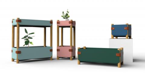 Nono studio - 我們想打造一款造型簡單而且很特別的花架，因此想到了用材質本身的特性，來完成產品結構應該會是個有趣的想法這款花架透過鑽孔打釘來將各個零件組裝在一起，過程中完全不依靠銲接，因此才能完成這個設計案。