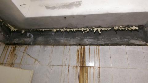 黃龍工程 - 活動中心廁所天花板牆角嚴重漏水，進行2次抓漏