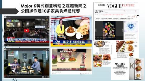 藝菓行銷顧問有限公司 - Major K韓式創意料理之媒體新聞之公關操作達10多家美食媒體報導 
