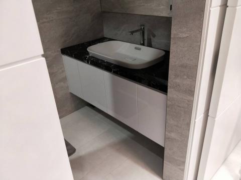 松榆系統傢俱 - 結晶鋼烤浴櫃 石英石檯面