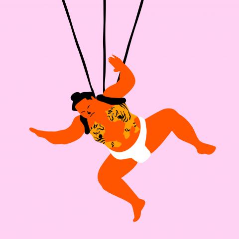 張皓珽 - #家飾掛畫
#跳傘的相撲
#電腦繪圖