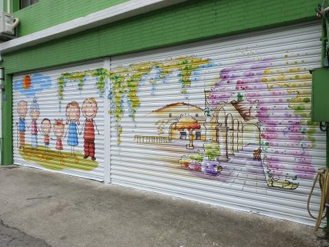 飛鴿牆壁彩繪 - 鐵捲門彩繪