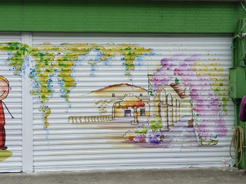 飛鴿牆壁彩繪 - 鐵捲門彩繪