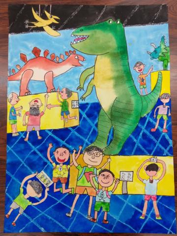 草莓 - 兒童繪畫創作一對一個別指導作品-恐龍展