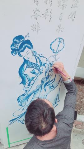 林政宏油漆，彩繪 - 舊鐵門彩繪，全手工，加書法