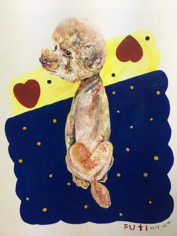 十1 快樂繪生活 - 16開無框 客製水彩貴賓狗