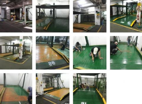 Danny油漆工程 - 地下停車場 機械停車位
刮除隆起油漆-上紅丹防鏽漆-上面漆
0989-252756 蔡先生