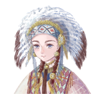 柒伍 - 插畫人物設計-印地安的靦腆