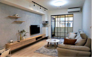 居和空間設計 Findway House  - 日式清新客廳/特殊漆電視牆/系統櫃/鐵件拉門