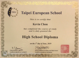 周楚勛 - 歐洲學校畢業證書