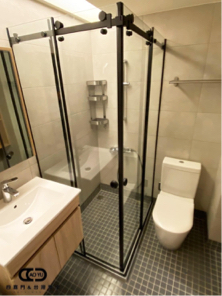 林鼎傑 -  L 型 淋浴拉門 （消光黑雙開滑門）