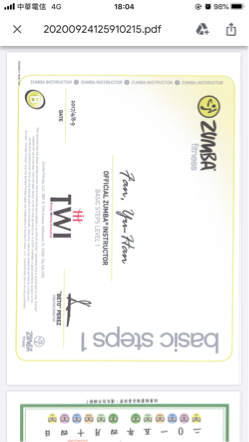 Jaly 基礎瑜珈 - Zumba bs1證書