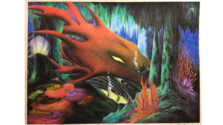 城市說夢人 - 色鉛筆版畫稿