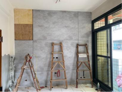 林淇葆-室內裝潢規劃設計 -  木作電視牆（仿清水模）