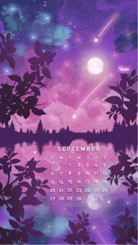 yuan._yuan.___ - 2020.09 手機月曆桌布 / procreate繪製.