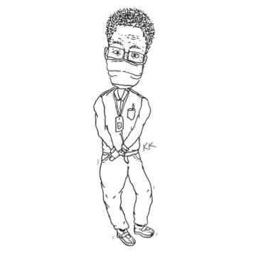 無 -  手繪插圖-保全伯伯跳舞中