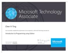 陳誼庭 - 微軟國際Python證照