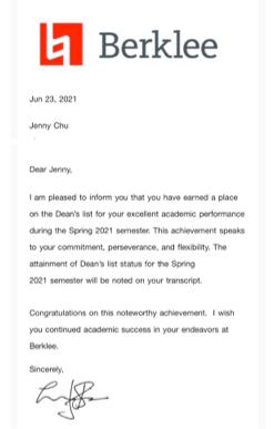 Jenny珍妮流行音樂歌唱教學 - 院長嘉許名單