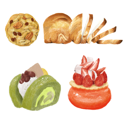 泡泡優子 - 麵包、甜點插畫