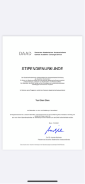 陳畇蓁 - 2020 DAAD暑期課程獎學金