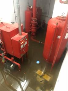 銘家水電消防工程 - 大雨不斷造成地下室消防機房淹水，消防系統設備泡水，後續處理事宜⋯⋯斷電-抽水-通排水-馬達修繕-剩餘設備除鏽上漆上油等等….