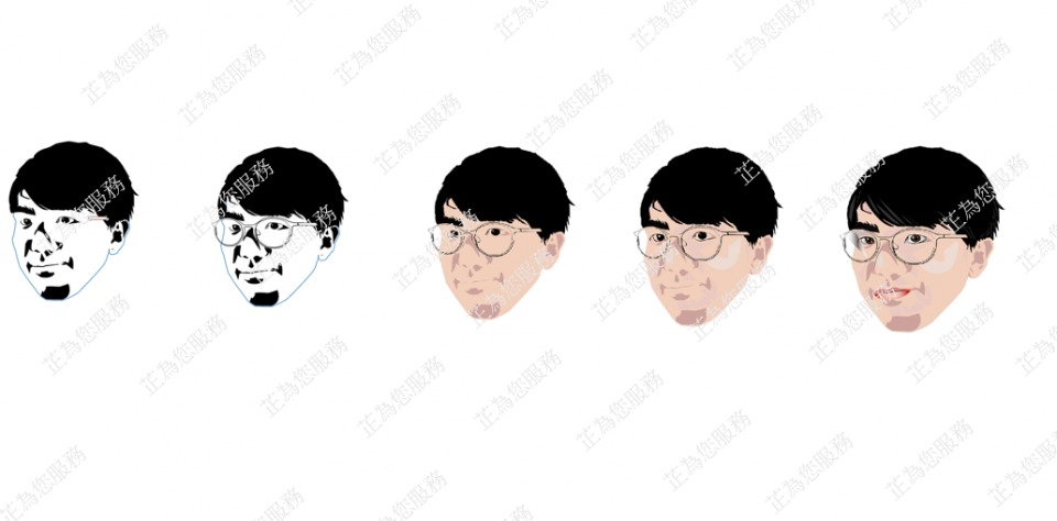 Evangelina Huang - 由黑稿方式設計人頭課後練習作品