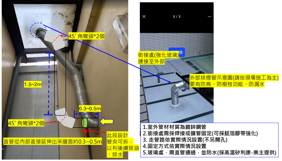 排油煙管安裝案件圖片 排油煙管安裝案件圖片