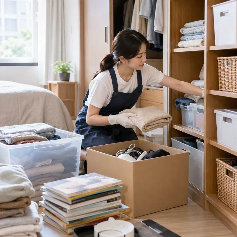居家生活用品與雜物分類及收納重整示意