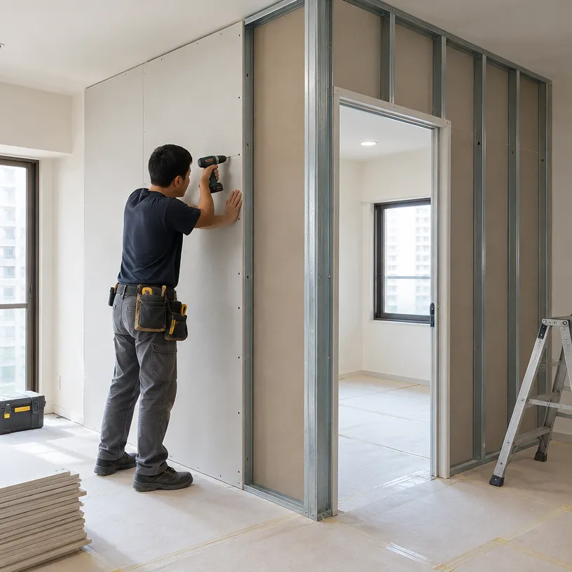 居家房間與工作區隔間施工,採用輕隔間、木作或庫板隔間建立獨立空間