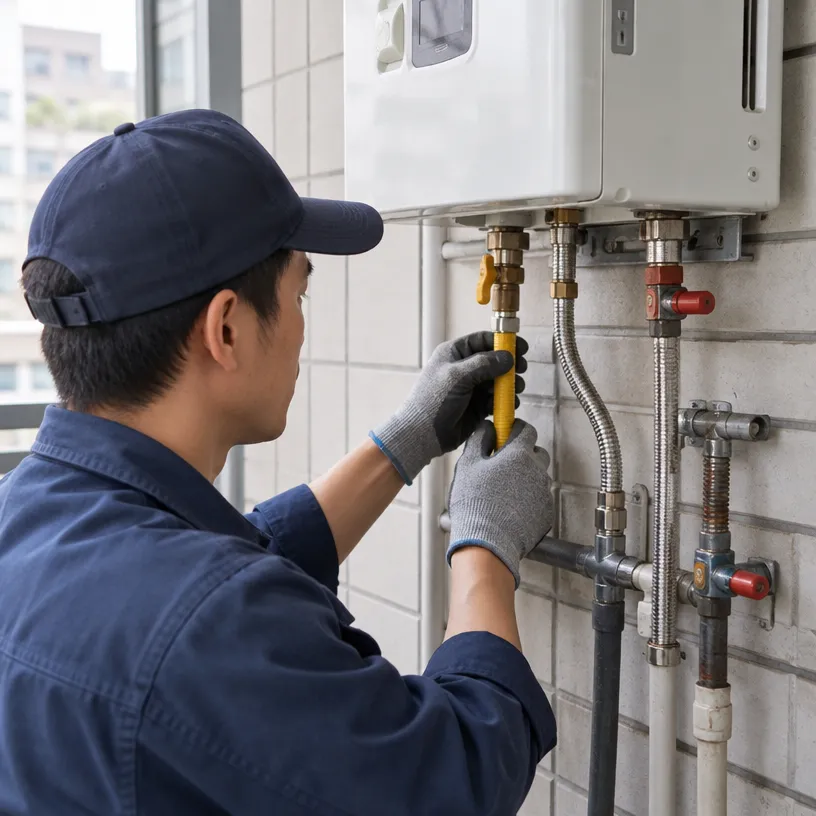 老舊瓦斯熱水器的瓦斯管、接頭與冷熱水管檢查及更新