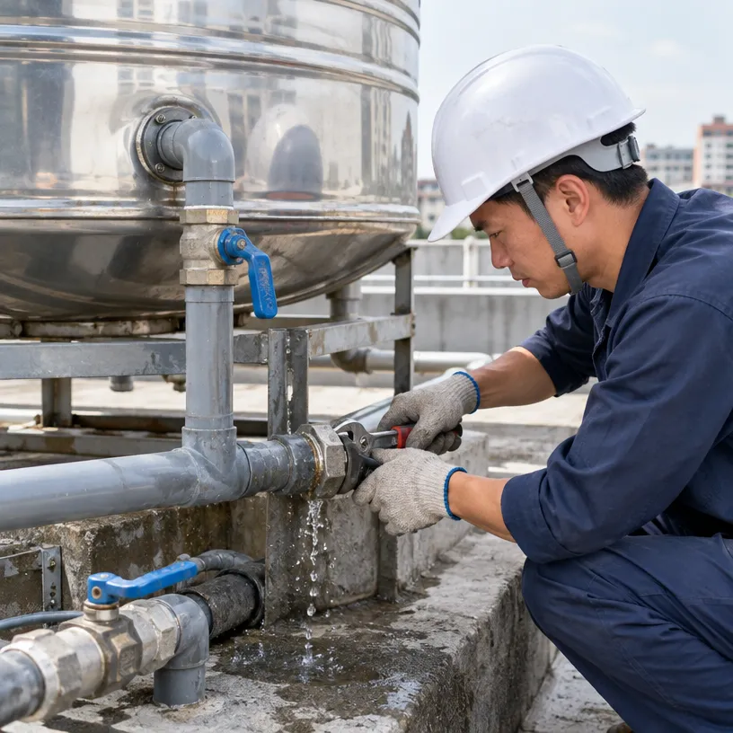水塔進出水管、接頭與閥件漏水檢修及末端出水異常處理