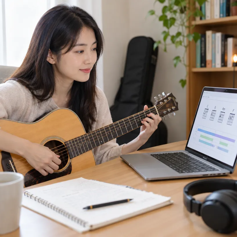 歌曲編配練習，依個人音域與演奏程度調整調性、和弦進行及簡化伴奏