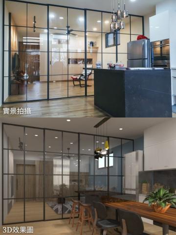 柚綠室內裝修設計 - （苗栗）室內3D圖跟木作完成對比。