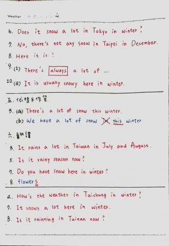 徐敬菁 - 線上解題，訂正學生英語考卷錯誤之處。