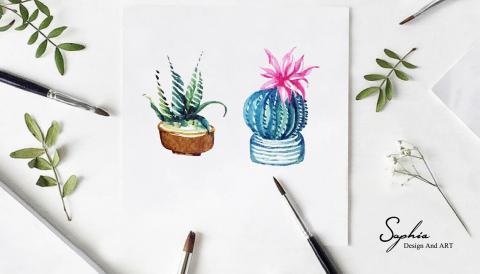 Sophia - │輕水彩作品│多肉課程