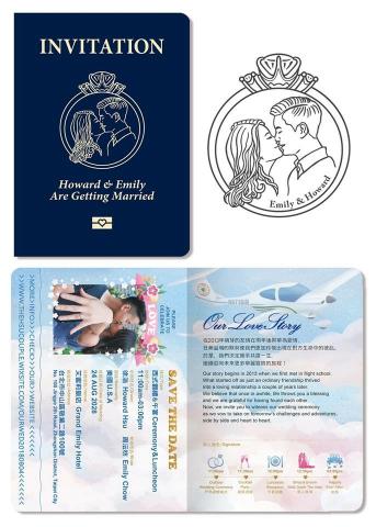 Travel with Tiffany - 喜帖設計案，依照業主需求，設計為美國護照的形式