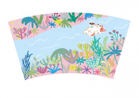 Charlottopia/ Charlotte Shen - 咖啡外帶杯設計圖－柔波