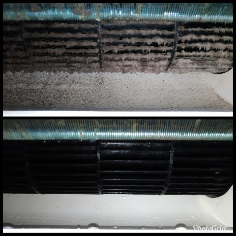 大肆洗 - 分離式室內機風骨清洗前後