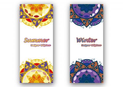 馬雅夢館 - 文創商品設計：書籤，以曼陀羅花為底，設計夏天與冬天感覺的書籤。