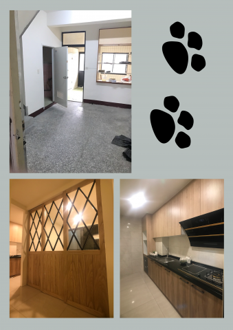 宇淞宇棠營建工程 - 舊有廚房、廁所空間模糊不定，經過設計規劃後，把廚房及餐廳應有有位置明顯劃分