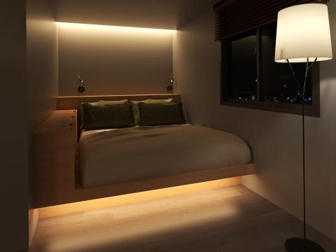 四照設計工程有限公司 - 睡眠區以高度包覆性的小型寧靜空間為概念,增加安全感提升睡眠品質,並且節省空調的能源消耗。 四照設計工程有限公司 - 睡眠區以高度包覆性的小型寧靜空間為概念,增加安全感提升睡眠品質,並且節省空調的能源消耗。