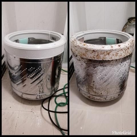 大肆洗 - 直立式洗衣機清洗前後