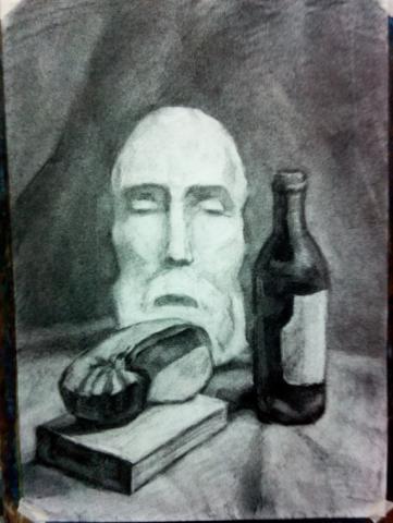 三顆石頭 - 美術家教 練習作品示範