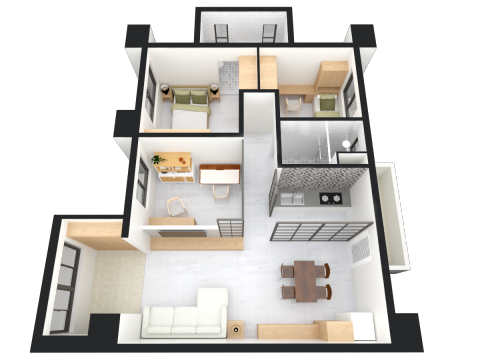 四照設計工程有限公司 - 通常在平面配置圖完成後的第一次討論還會出一個簡單的3D效果圖,功用大致就像建商經常會準備的模型屋,只是改用圖面表示並且更加細緻,所有的配置、格局一目了然,特別是對於空間的相對性展現,也能協助業主針對各部位細節的功能性進行討論。雖然相當費工,但對我來說是一個非常重要的核心程序。 四照設計工程有限公司 - 通常在平面配置圖完成後的第一次討論還會出一個簡單的3D效果圖,功用大致就像建商經常會準備的模型屋,只是改用圖面表示並且更加細緻,所有的配置、格局一目了然,特別是對於空間的相對性展現,也能協助業主針對各部位細節的功能性進行討論。雖然相當費工,但對我來說是一個非常重要的核心程序。