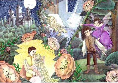 林思辰Susu Lin - 2015年普羅音樂團，國家音樂廳「耶誕綺緣」演奏會，《睡美人圓舞曲》插畫合作案。