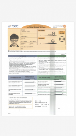 Duson Lin - Listening:420
Reading:395