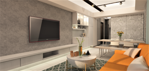 陳品吟 - T宅客廳主牆3D示意圖