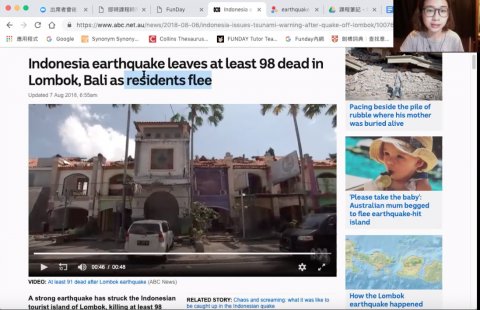 張又心 - 在課堂上也會帶領學員閱讀時事新聞，並講解可使用之相關單字、文法以及閱讀技巧，亦能結合會話訓練，全方位練習聽、說、讀、寫之能力。