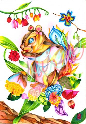 游家蕙 - 松果，手繪