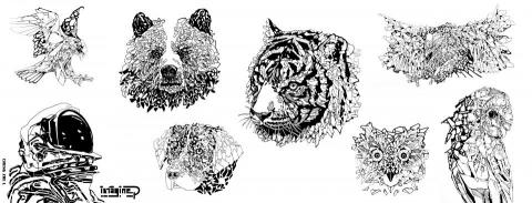 李承哲 - 動物圖像 風格繪製 黑白線稿